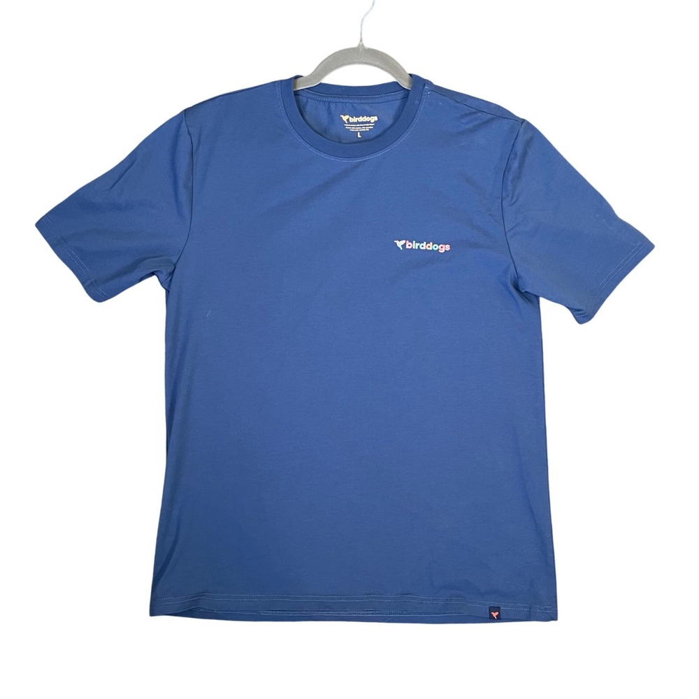 Birddogs Mens Large Blue Short Sleeve Graphic T-Shirt Cotton Spandex Stretch Tee
